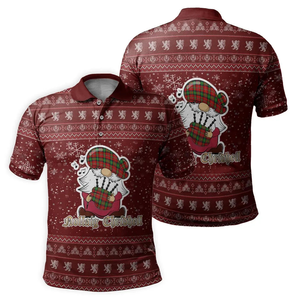 Boyd Clan Christmas Family Polo Shirt with Funny Gnome Playing Bagpipes