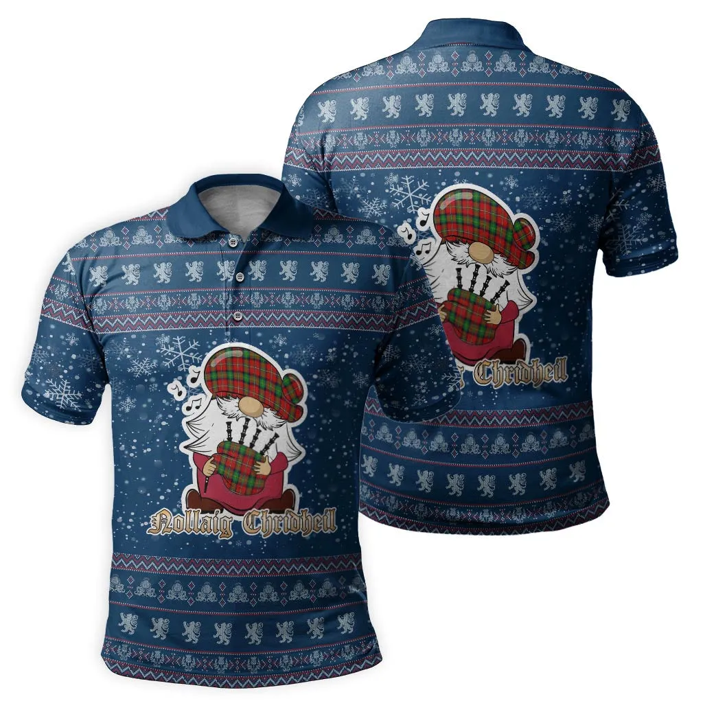 Boyd Clan Christmas Family Polo Shirt with Funny Gnome Playing Bagpipes