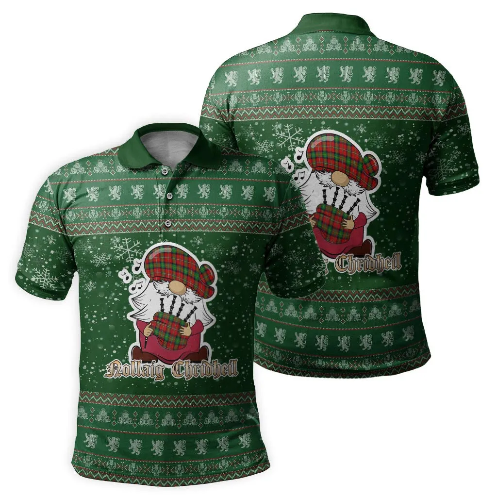 Boyd Clan Christmas Family Polo Shirt with Funny Gnome Playing Bagpipes