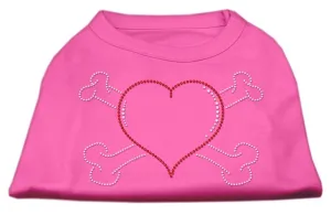 Heart and Crossbones Rhinestone Shirts Bright Pink XXL (18)